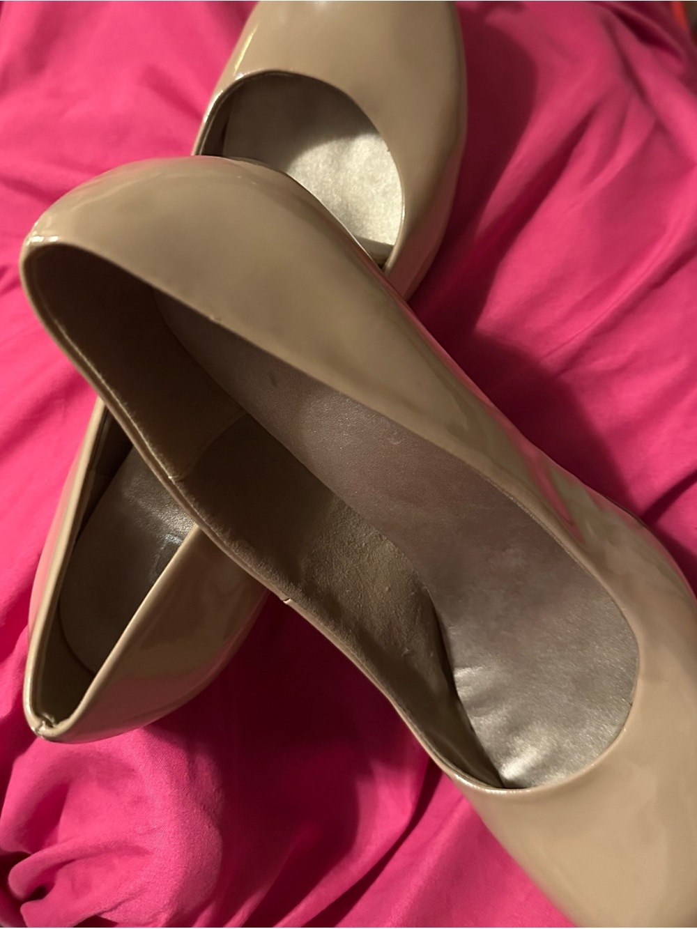 LC Laundry Nude Patent Round-Toe 4inch heel Pumps